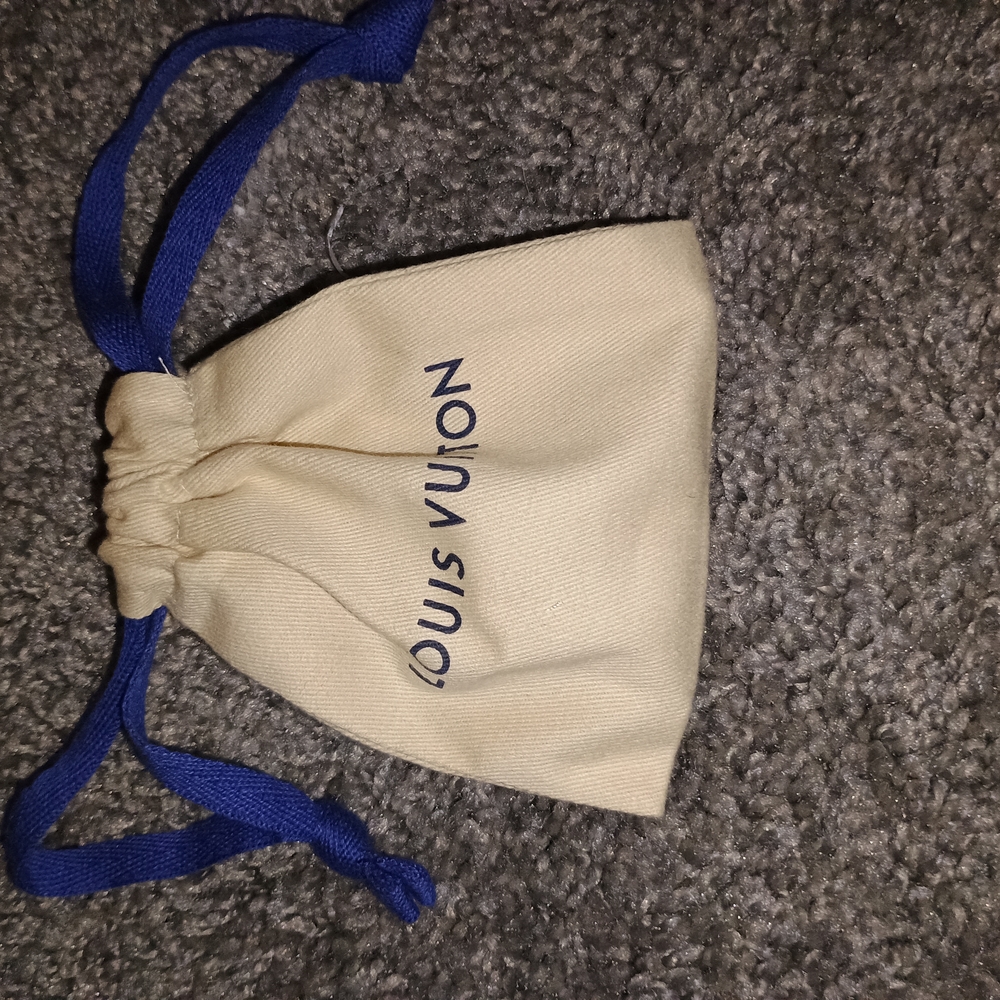 Louis Vuitton Beige Pouch with Blue Ties
